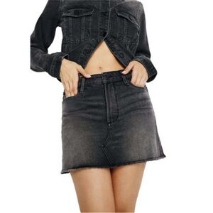 Good American Dark Gray/Charcoal/Black Raw Hem NWT Mini Skirt 0/25